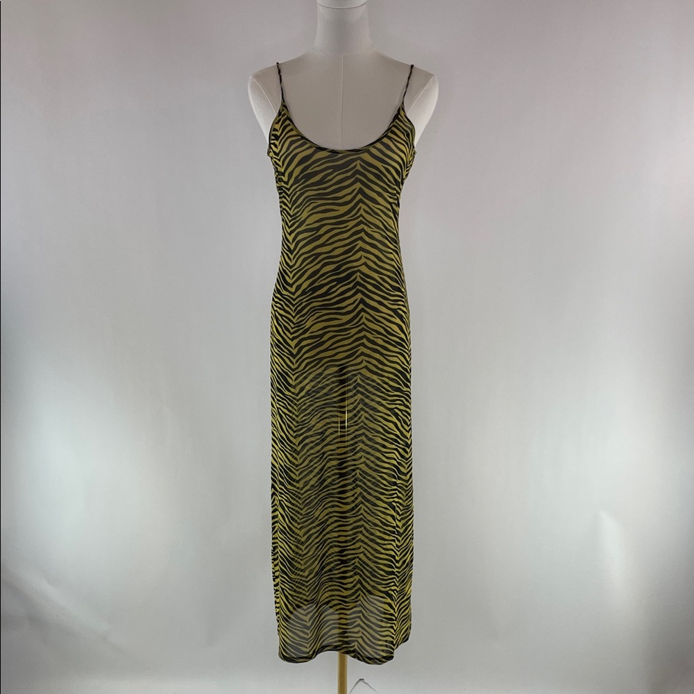 Yellow Zebra Mesh Swim Coverup, XS